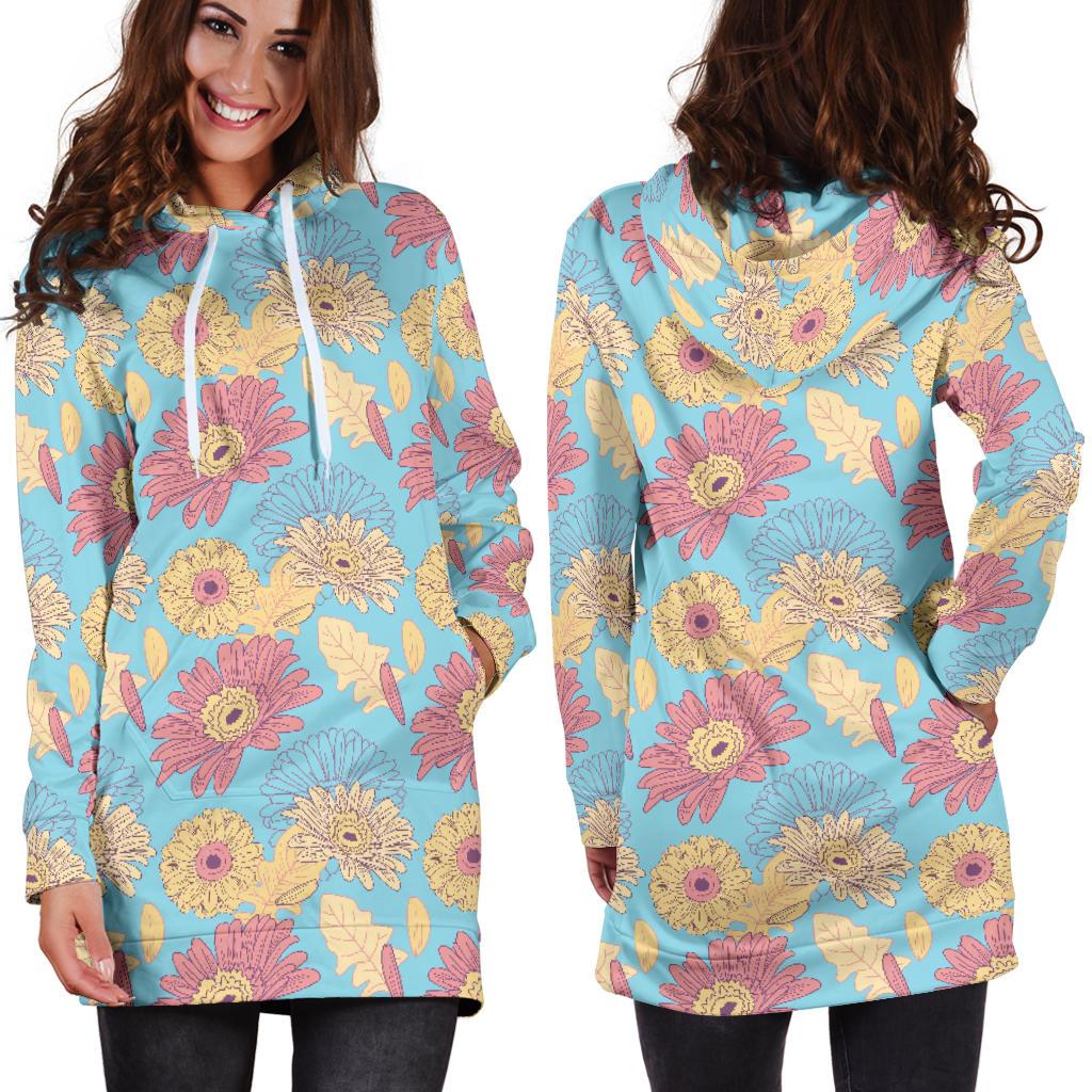 Gerberas Pattern Print Design GB04 Women Hoodie Dress
