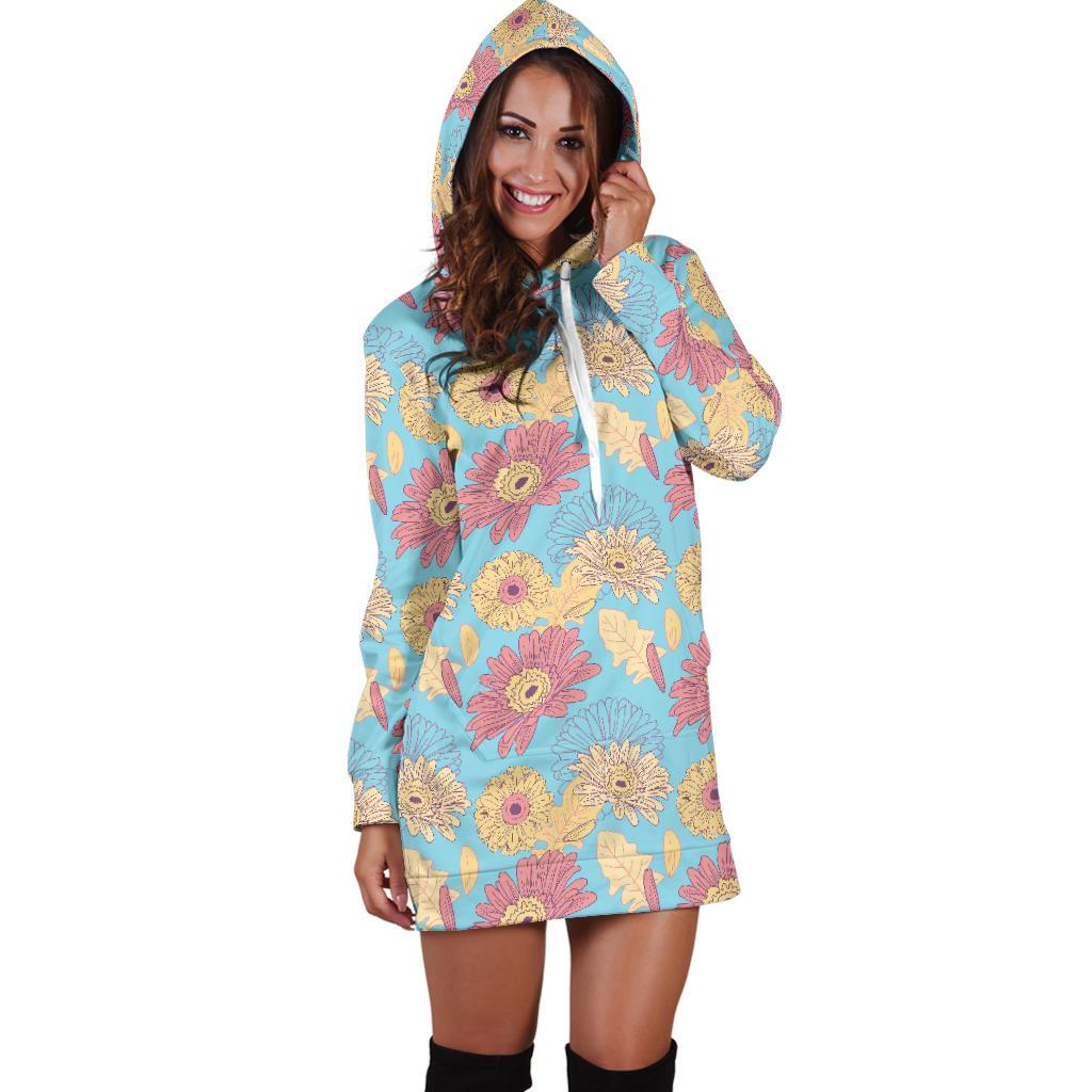 Gerberas Pattern Print Design GB04 Women Hoodie Dress
