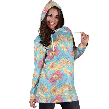 Gerberas Pattern Print Design GB04 Women Hoodie Dress