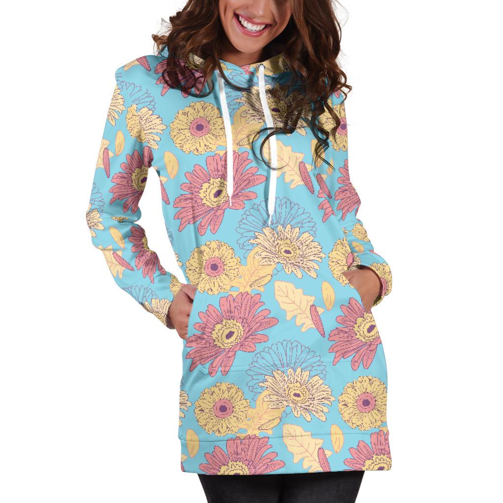 Gerberas Pattern Print Design GB04 Women Hoodie Dress