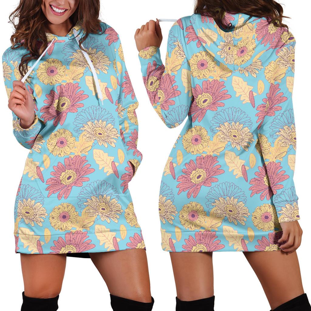 Gerberas Pattern Print Design GB04 Women Hoodie Dress