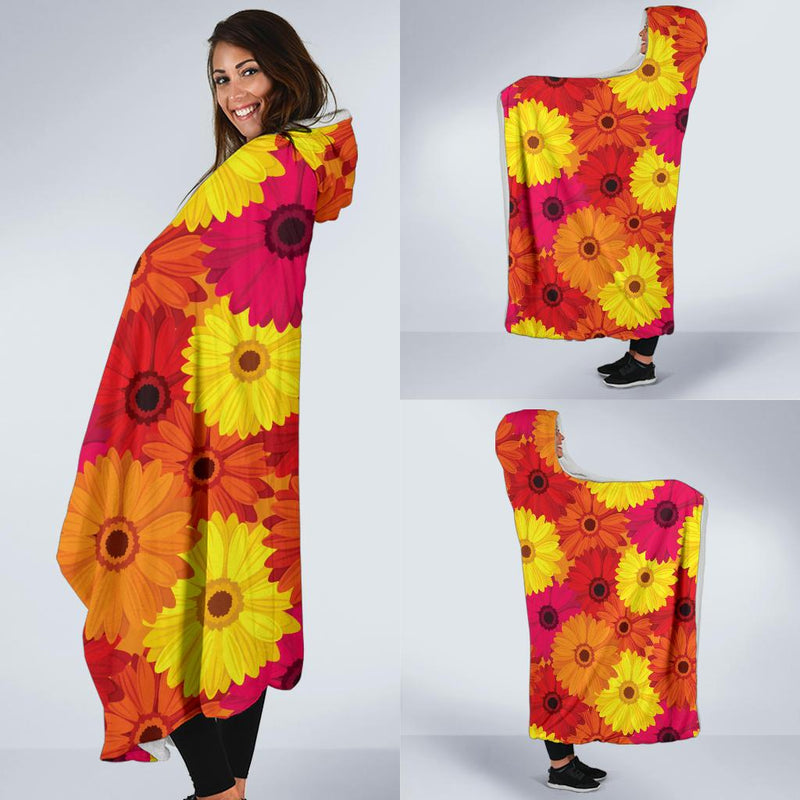 Gerberas Pattern Print Design GB05 Hooded Blanket-JORJUNE.COM