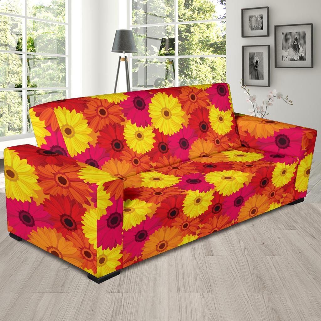Gerberas Pattern Print Design GB05 Sofa Slipcover-JORJUNE.COM