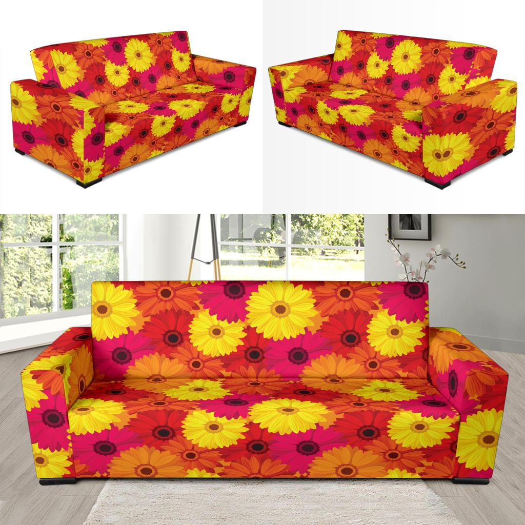 Gerberas Pattern Print Design GB05 Sofa Slipcover-JORJUNE.COM