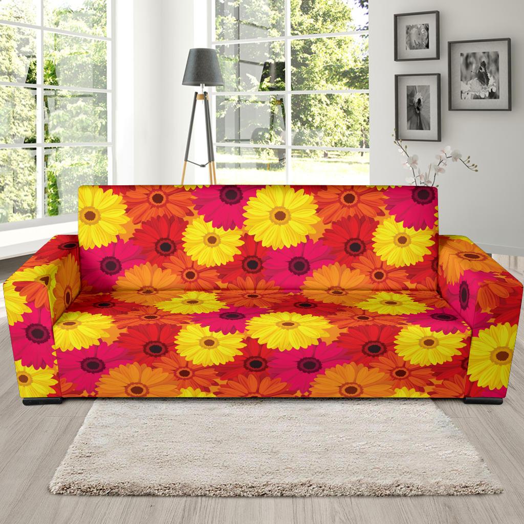 Gerberas Pattern Print Design GB05 Sofa Slipcover-JORJUNE.COM