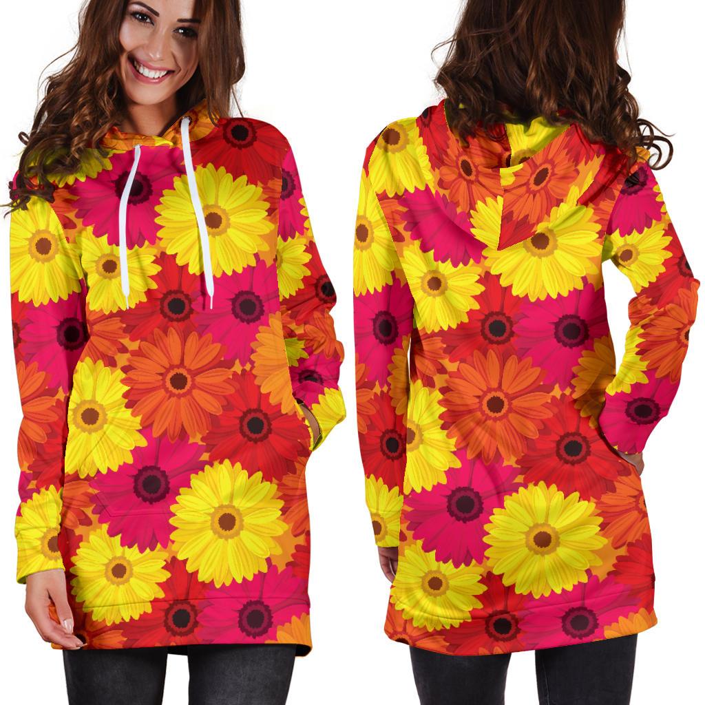 Gerberas Pattern Print Design GB05 Women Hoodie Dress