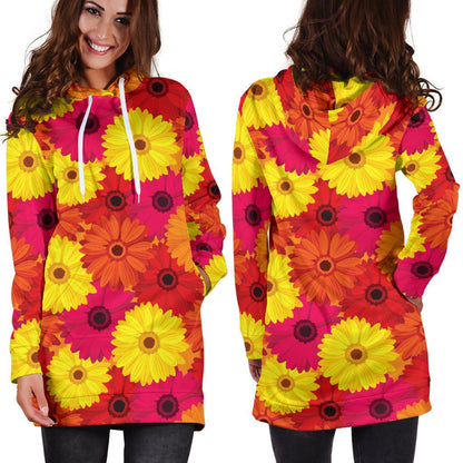 Gerberas Pattern Print Design GB05 Women Hoodie Dress