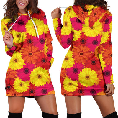 Gerberas Pattern Print Design GB05 Women Hoodie Dress