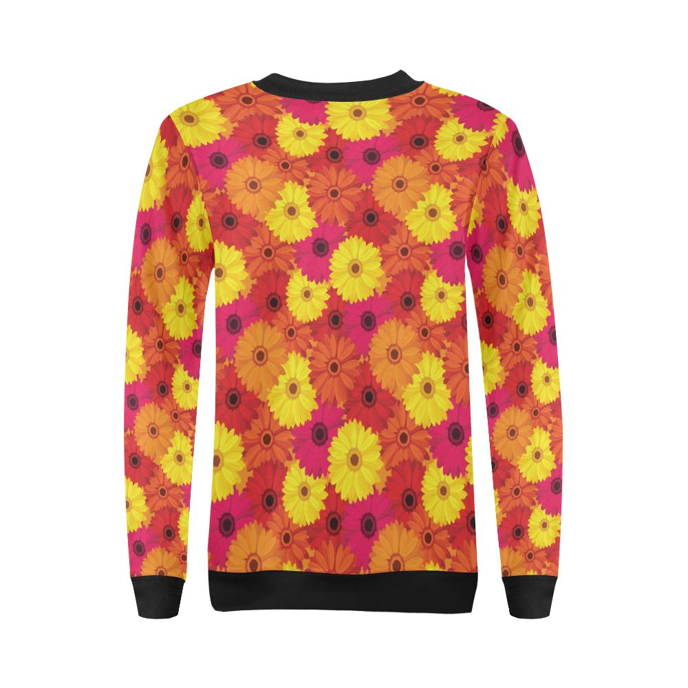 Gerberas Pattern Print Design GB05 Women Long Sleeve Sweatshirt-JorJune