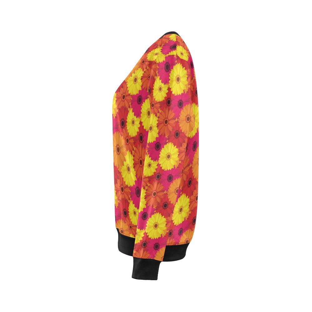 Gerberas Pattern Print Design GB05 Women Long Sleeve Sweatshirt-JorJune