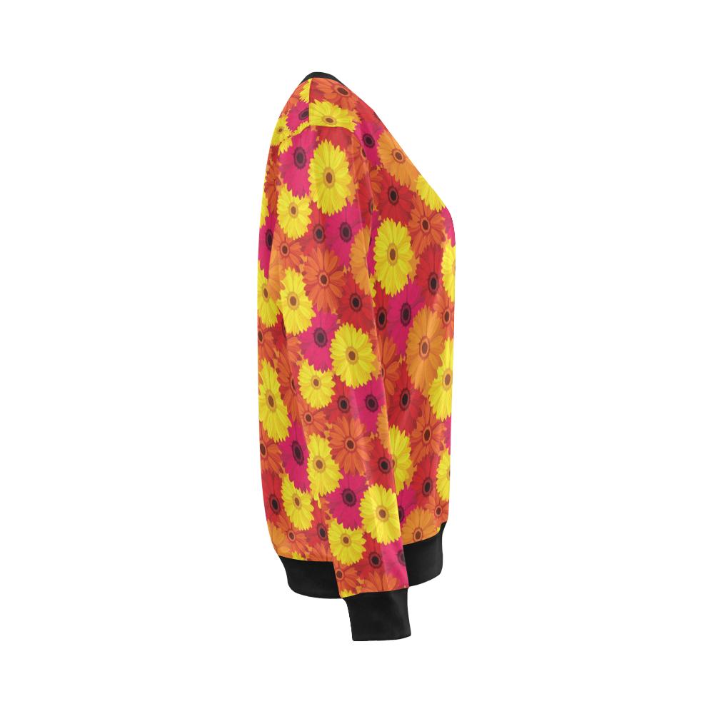 Gerberas Pattern Print Design GB05 Women Long Sleeve Sweatshirt-JorJune