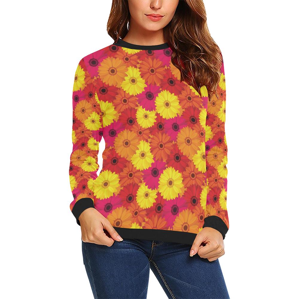 Gerberas Pattern Print Design GB05 Women Long Sleeve Sweatshirt-JorJune