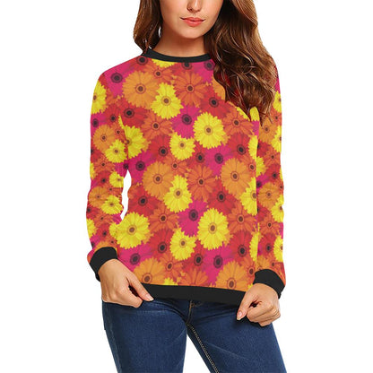 Gerberas Pattern Print Design GB05 Women Long Sleeve Sweatshirt-JorJune