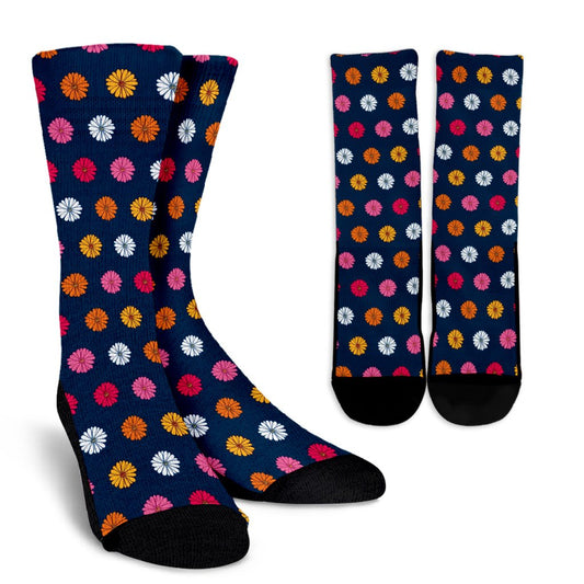 Gerberas Pattern Print Design GB06 Crew Socks-JORJUNE.COM