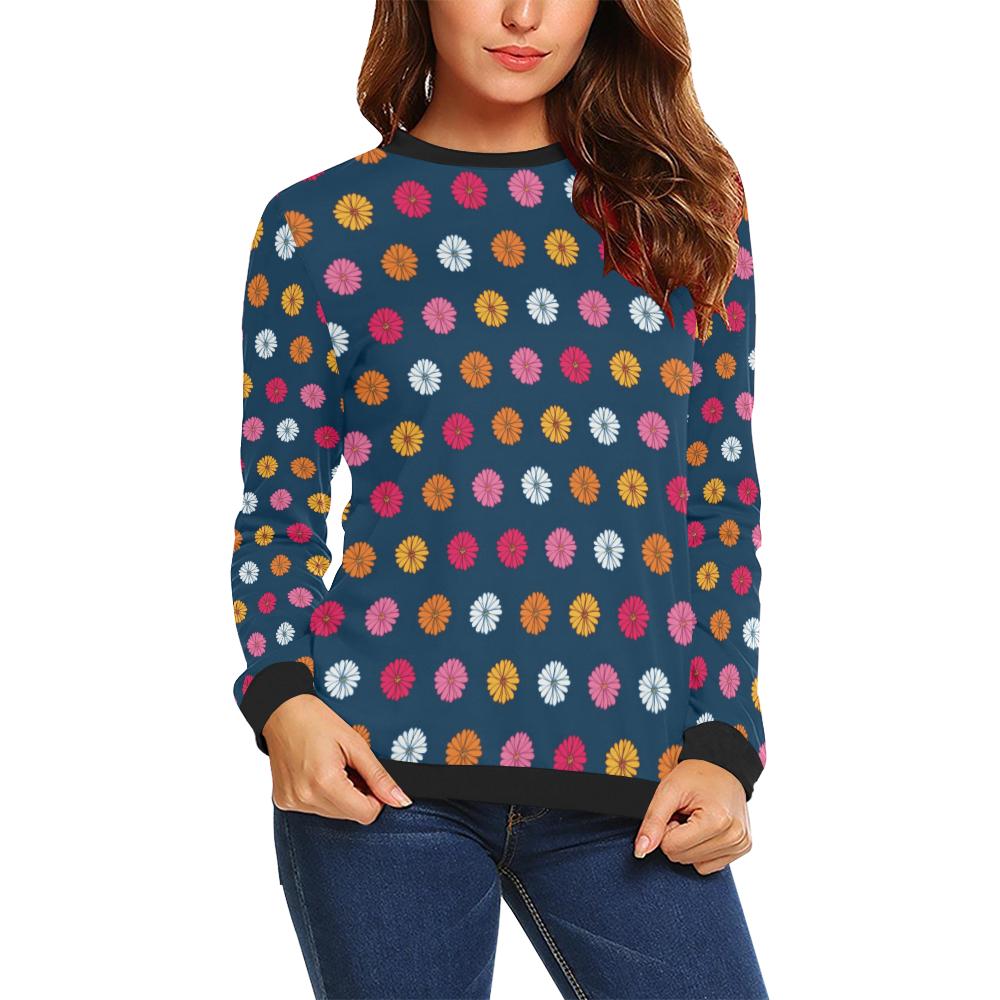 Gerberas Pattern Print Design GB06 Women Long Sleeve Sweatshirt-JorJune