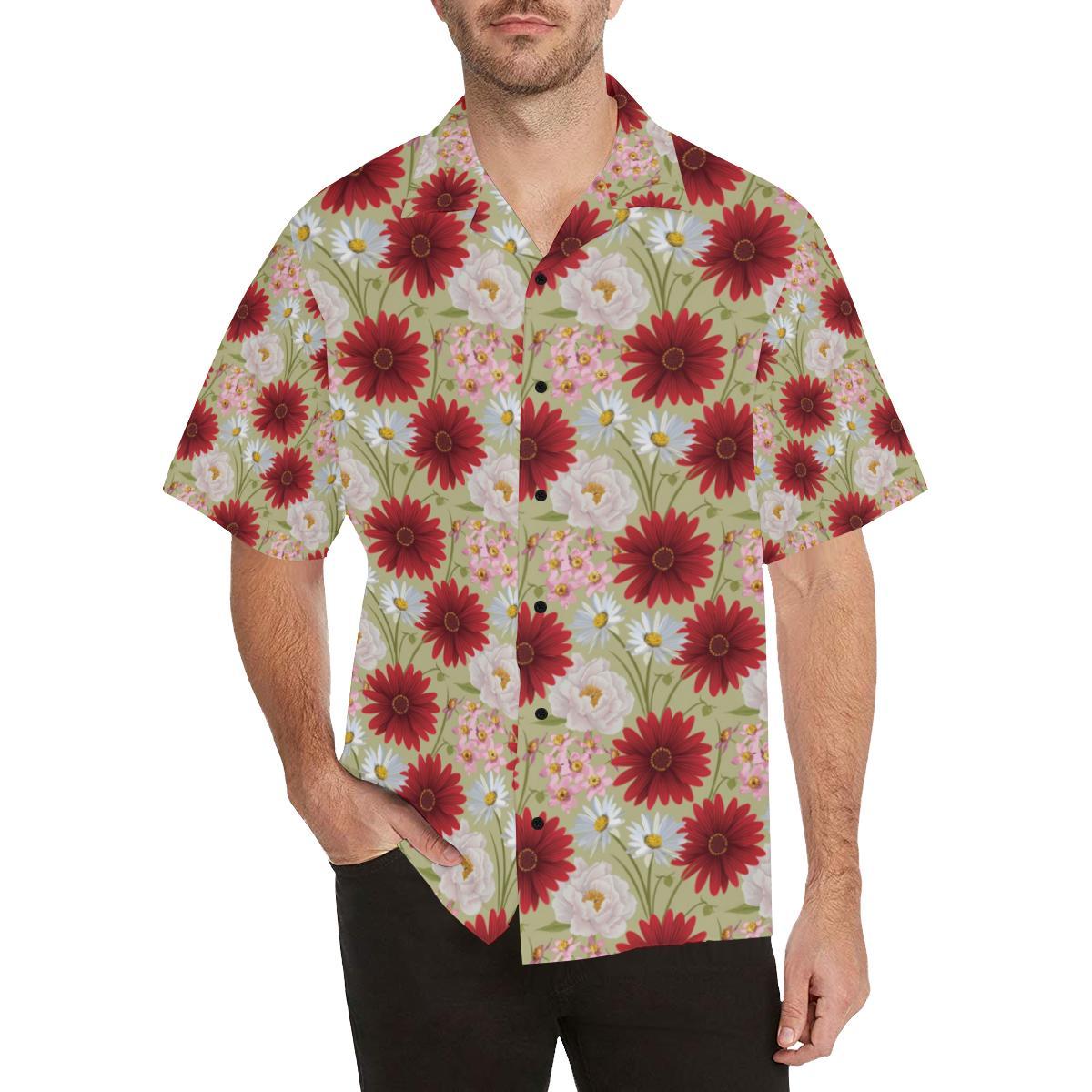 Gerberas Pattern Print Design GB07 Men Hawaiian Shirt-JorJune