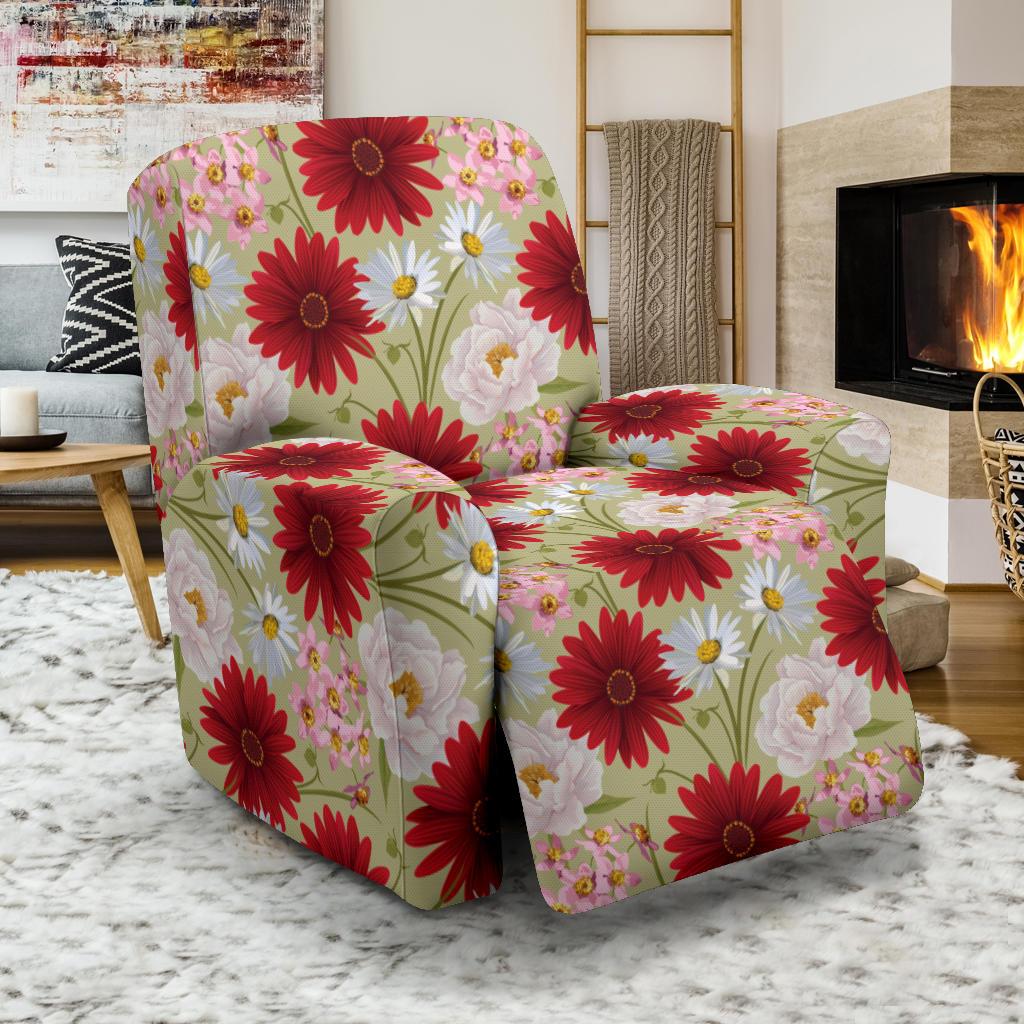 Gerberas Pattern Print Design GB07 Recliner Slipcover-JORJUNE.COM