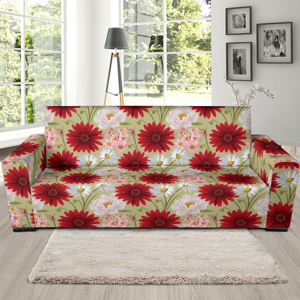Gerberas Pattern Print Design GB07 Sofa Slipcover-JORJUNE.COM