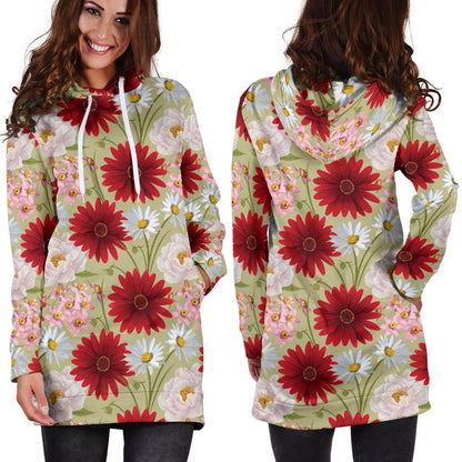 Gerberas Pattern Print Design GB07 Women Hoodie Dress