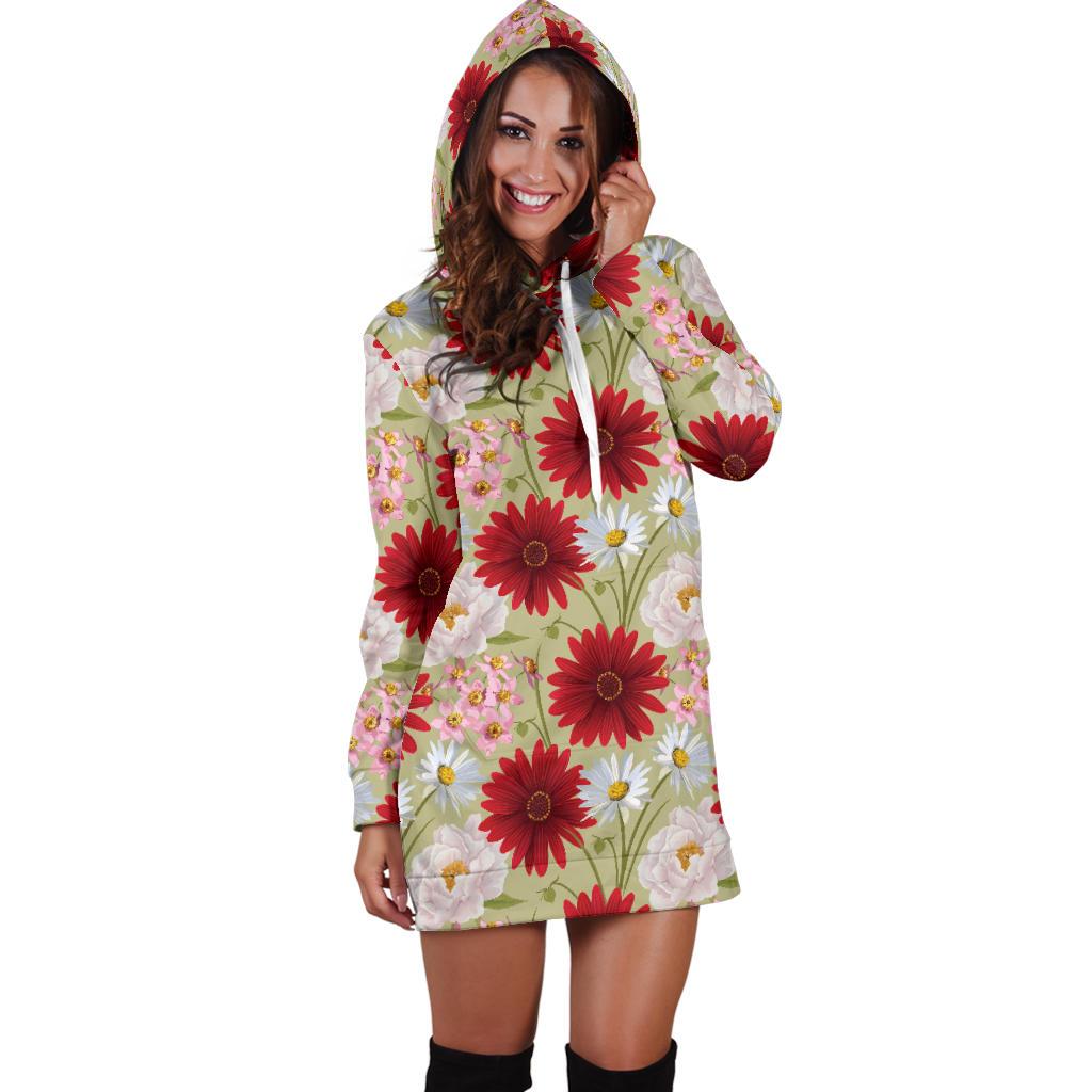 Gerberas Pattern Print Design GB07 Women Hoodie Dress