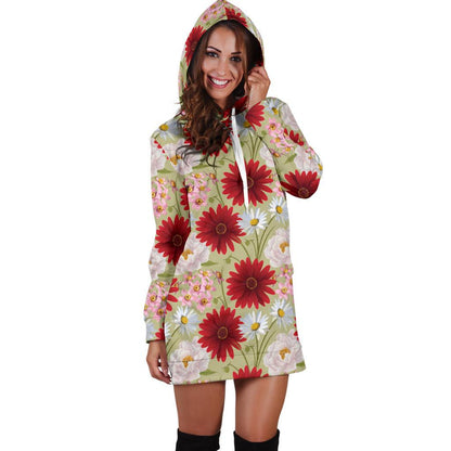 Gerberas Pattern Print Design GB07 Women Hoodie Dress