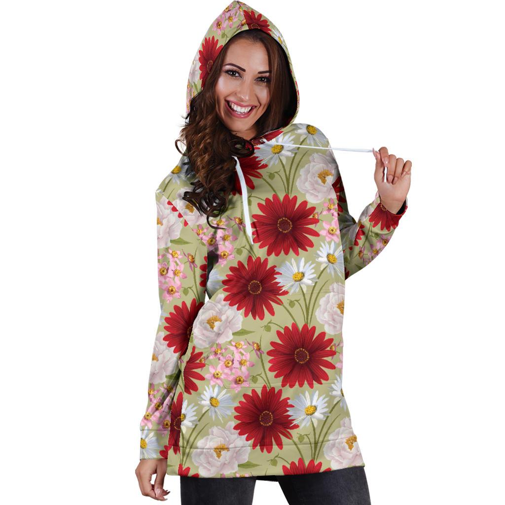 Gerberas Pattern Print Design GB07 Women Hoodie Dress