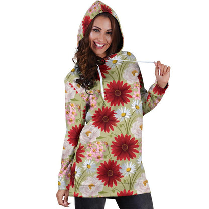 Gerberas Pattern Print Design GB07 Women Hoodie Dress