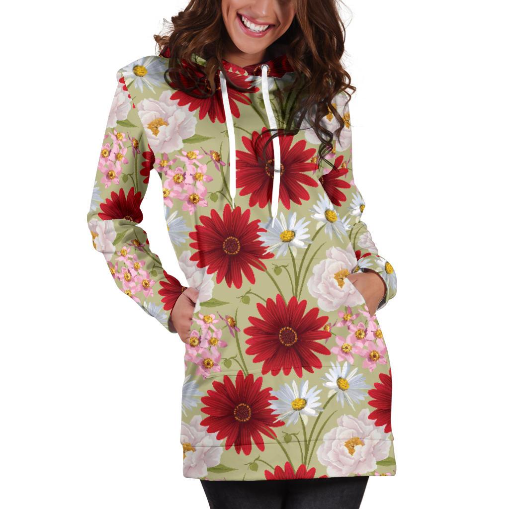 Gerberas Pattern Print Design GB07 Women Hoodie Dress