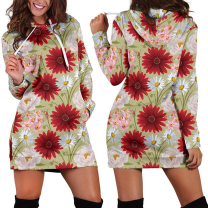 Gerberas Pattern Print Design GB07 Women Hoodie Dress