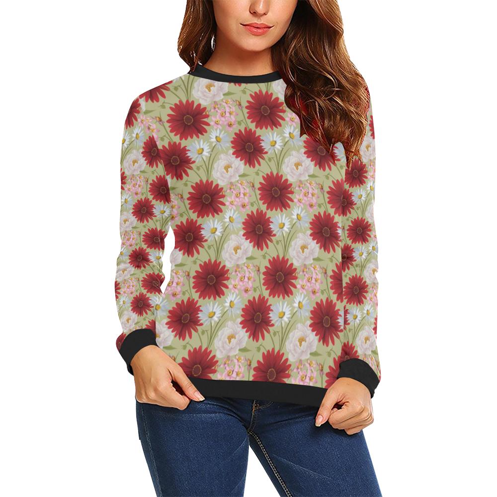 Gerberas Pattern Print Design GB07 Women Long Sleeve Sweatshirt-JorJune