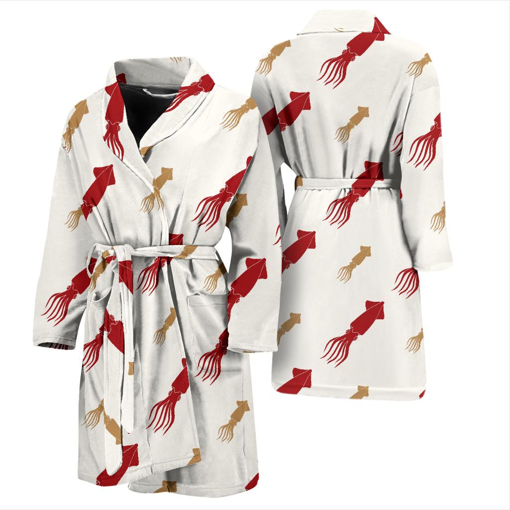 Giant Squid Pattern Print Design 01 Men Bathrobe-JORJUNE.COM