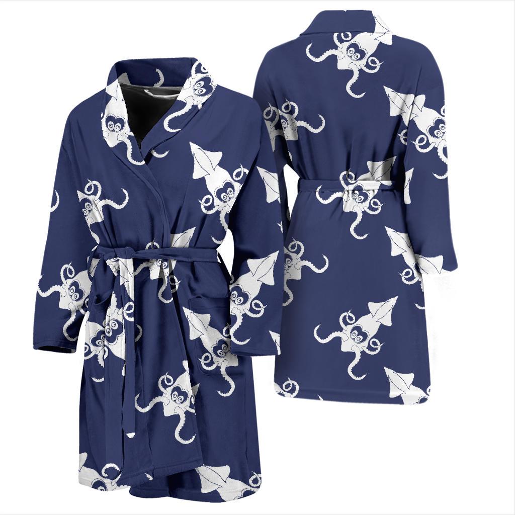 Giant Squid Pattern Print Design 02 Men Bathrobe-JORJUNE.COM