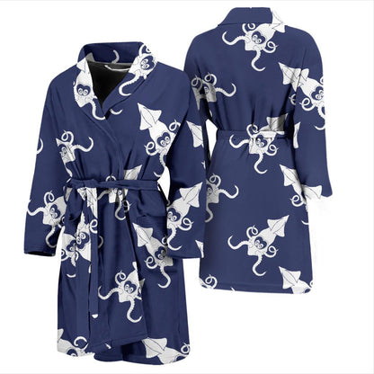 Giant Squid Pattern Print Design 02 Men Bathrobe-JORJUNE.COM