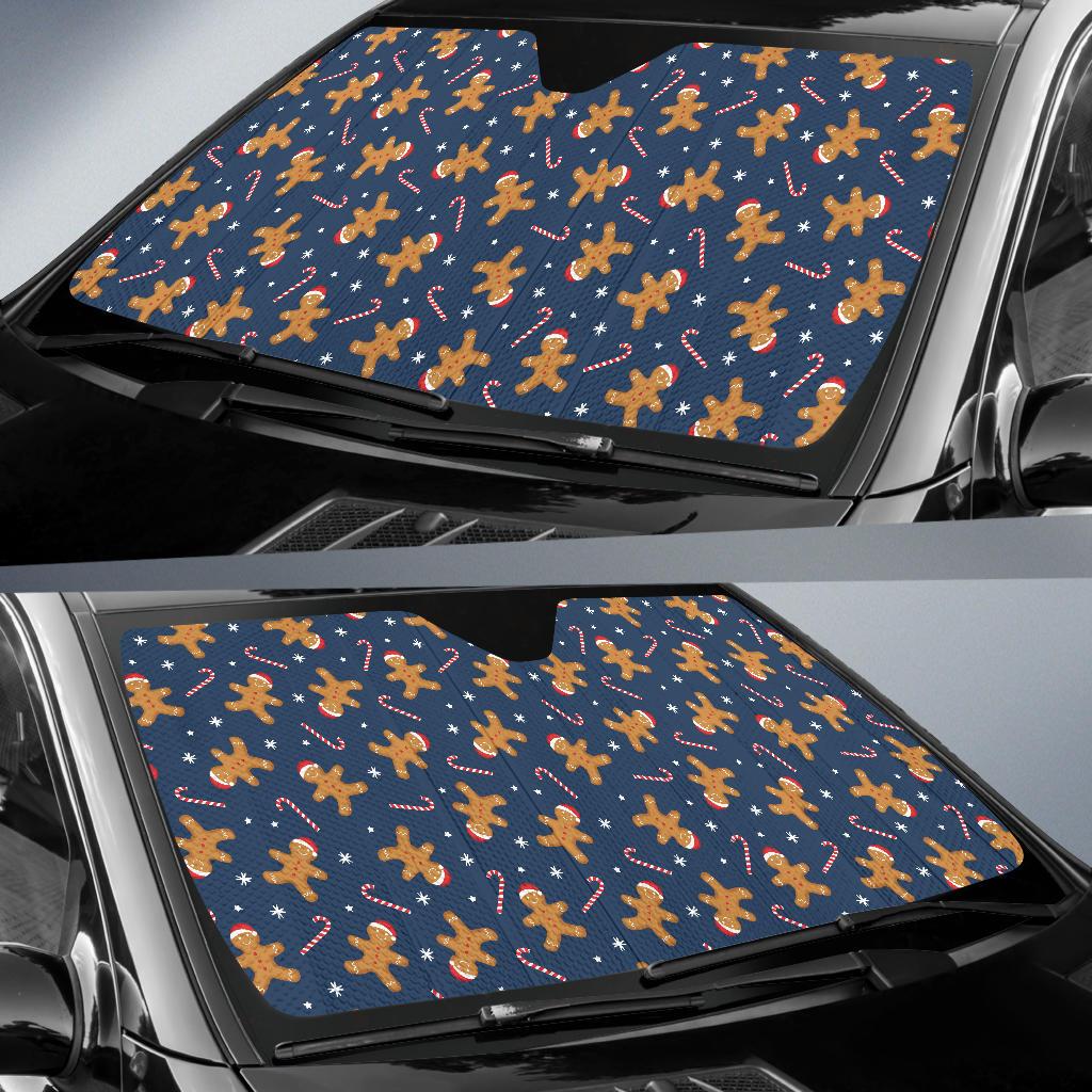 Gingerbread Pattern Print Design 01 Car Sun Shade-JORJUNE.COM