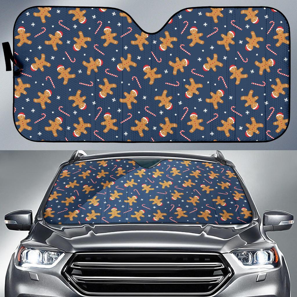 Gingerbread Pattern Print Design 01 Car Sun Shade-JORJUNE.COM