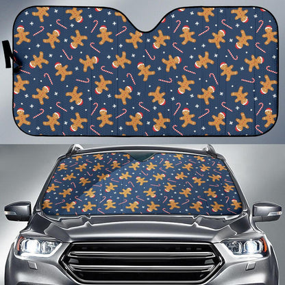 Gingerbread Pattern Print Design 01 Car Sun Shade-JORJUNE.COM