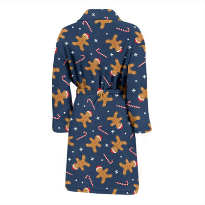 Gingerbread Pattern Print Design 01 Men Bathrobe-JORJUNE.COM