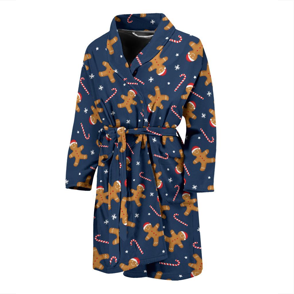 Gingerbread Pattern Print Design 01 Men Bathrobe-JORJUNE.COM