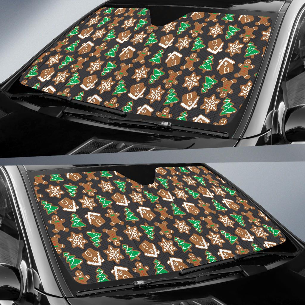 Gingerbread Pattern Print Design 02 Car Sun Shade-JORJUNE.COM