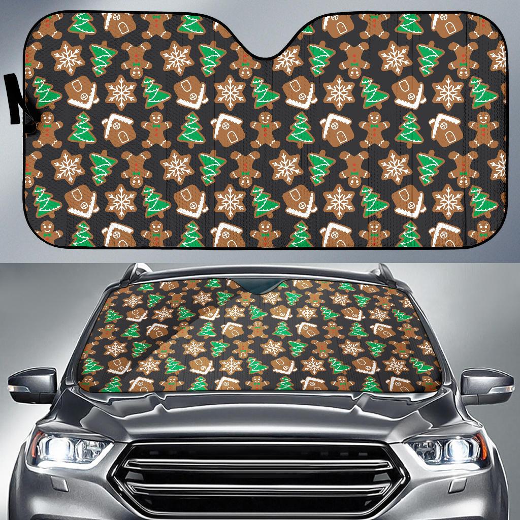 Gingerbread Pattern Print Design 02 Car Sun Shade-JORJUNE.COM