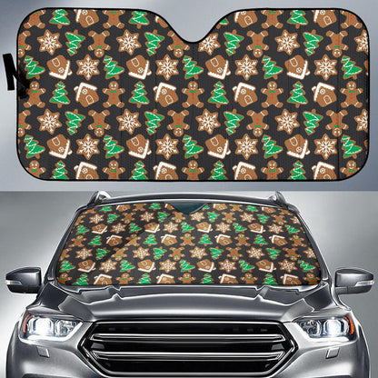 Gingerbread Pattern Print Design 02 Car Sun Shade-JORJUNE.COM