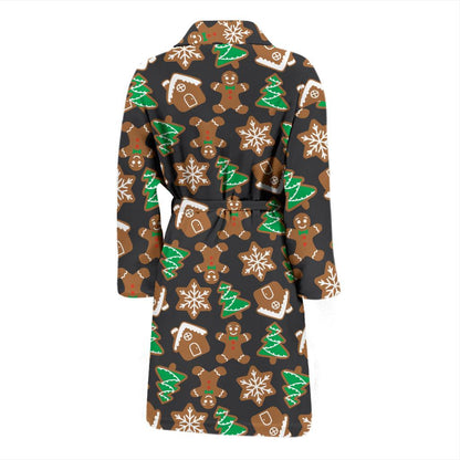 Gingerbread Pattern Print Design 02 Men Bathrobe-JORJUNE.COM