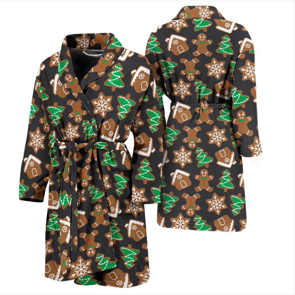 Gingerbread Pattern Print Design 02 Men Bathrobe-JORJUNE.COM