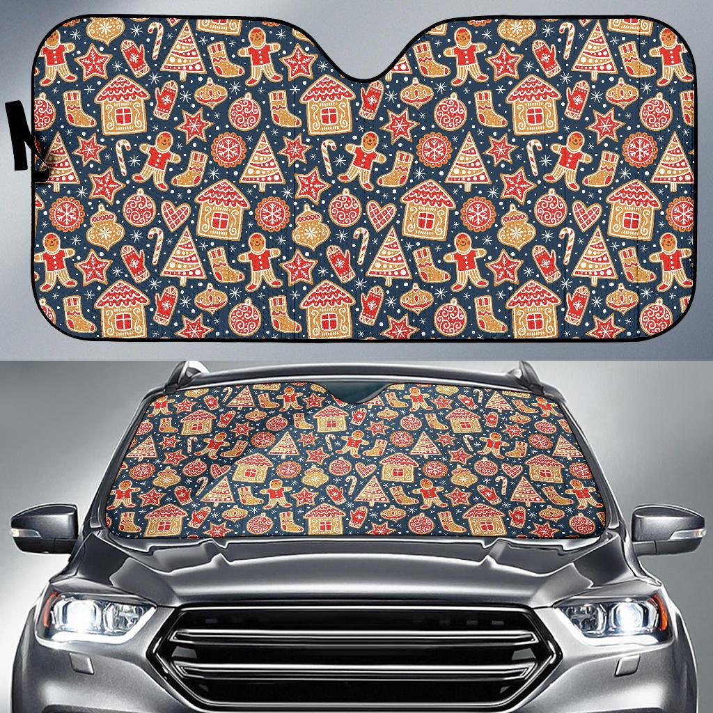 Gingerbread Pattern Print Design 03 Car Sun Shade-JORJUNE.COM