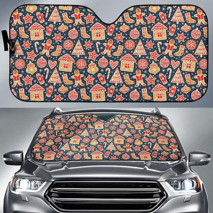 Gingerbread Pattern Print Design 03 Car Sun Shade-JORJUNE.COM