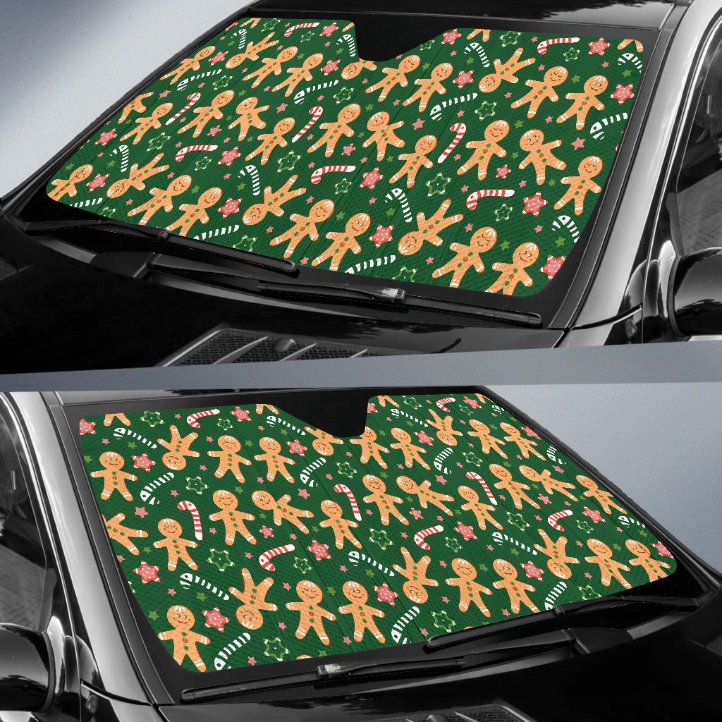 Gingerbread Pattern Print Design 04 Car Sun Shade-JORJUNE.COM