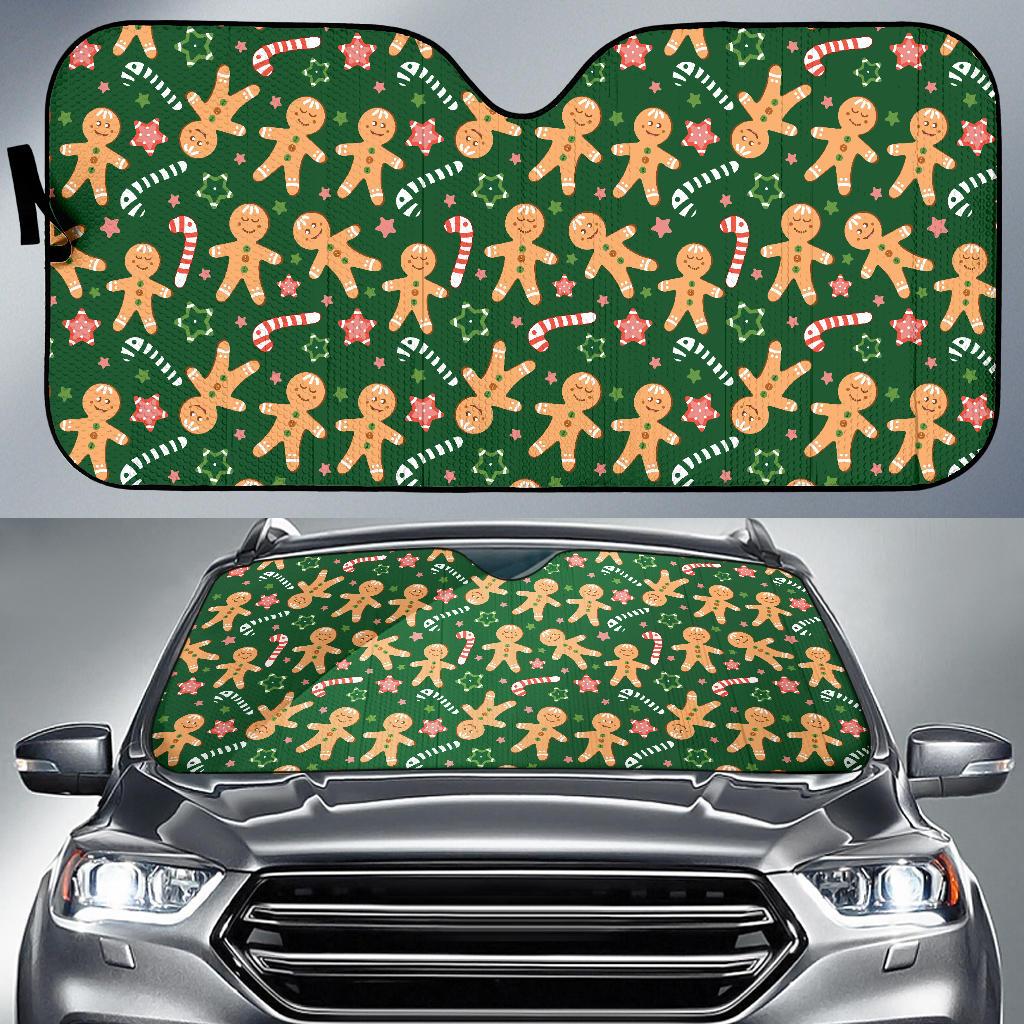 Gingerbread Pattern Print Design 04 Car Sun Shade-JORJUNE.COM