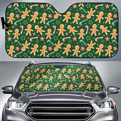 Gingerbread Pattern Print Design 04 Car Sun Shade-JORJUNE.COM