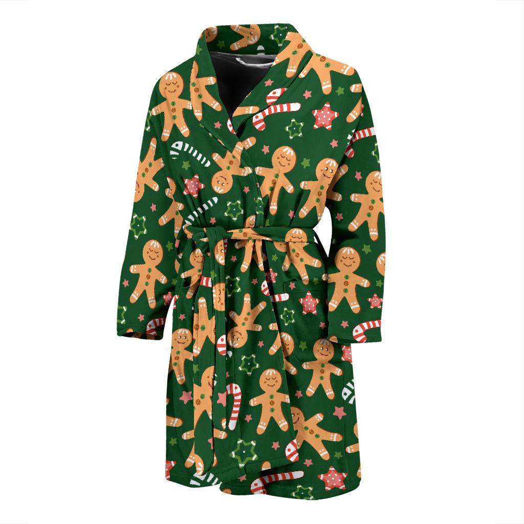 Gingerbread Pattern Print Design 04 Men Bathrobe-JORJUNE.COM