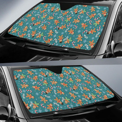 Gingerbread Pattern Print Design 05 Car Sun Shade-JORJUNE.COM
